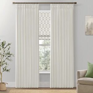 Tan Curtain Panel Set Window Treatment Pleated Adjustable Hooks‎ Included